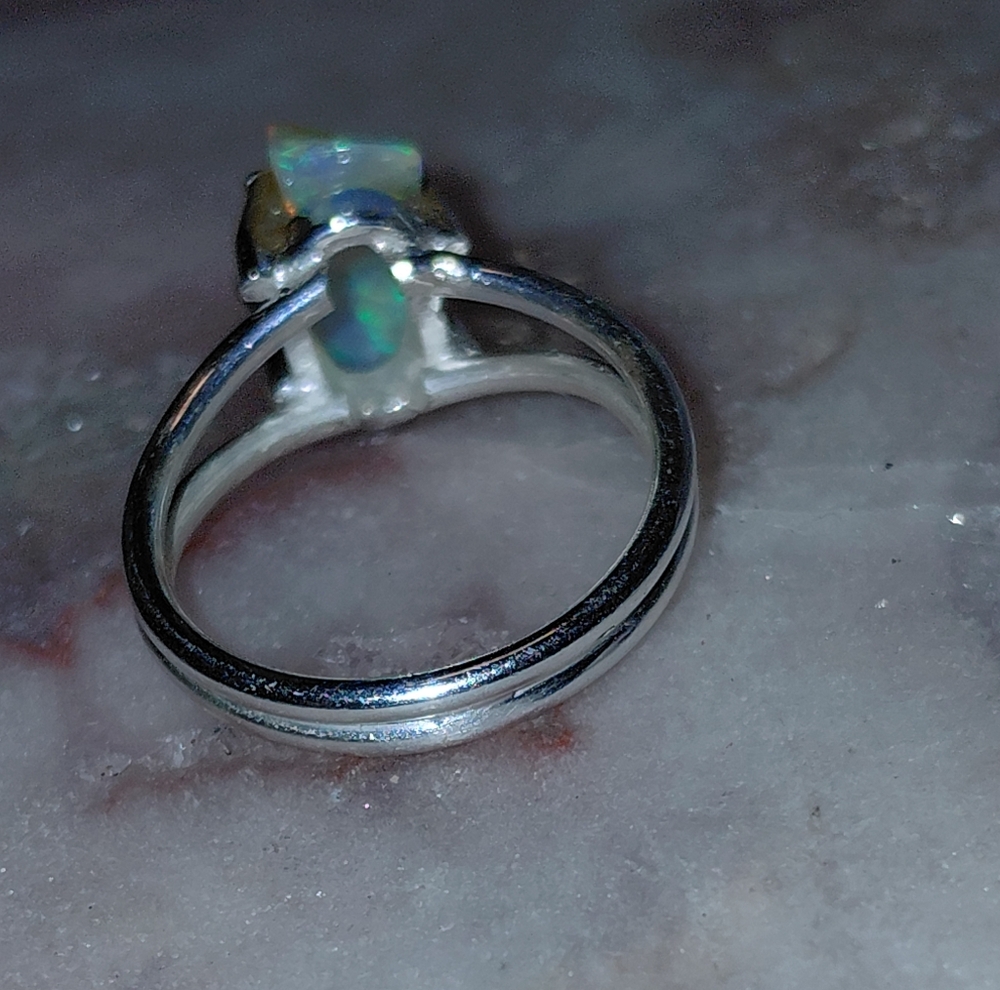 Silver Tumbled Ethiopian Opal Ring - Picture 10 of 12